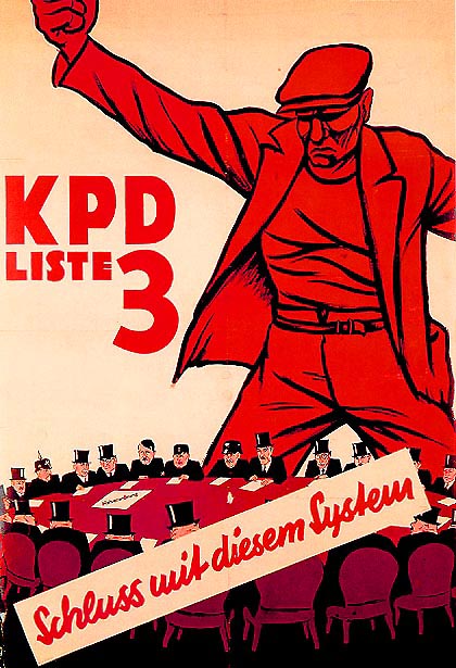 Figure 1: KPD election poster, 1932. The caption at the bottom reads ‘An end to this system!’.
